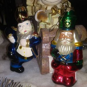 2 Vintage Hand Blown Glass Christmas Ornaments